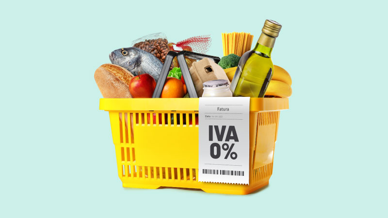 cabaz de alimentos com produtos isentos de IVA
